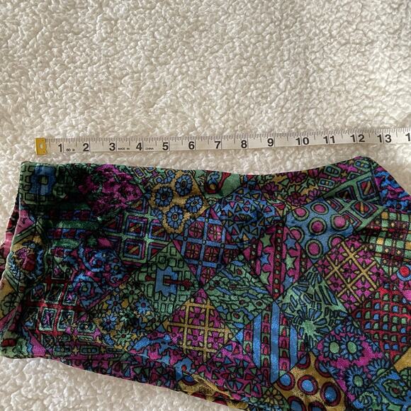 Vintage Ymaginer Patchwork Blue Velvet Leggings Made in France 90s Trippy Print - Picture 7 of 8